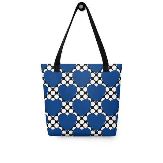 Tote Bag - ELLIE LOVE DOT blue black - Bold Heart Print