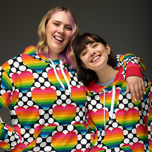 Hoodie - ELLIE LOVE DOT rainbow - Bold Heart Print
