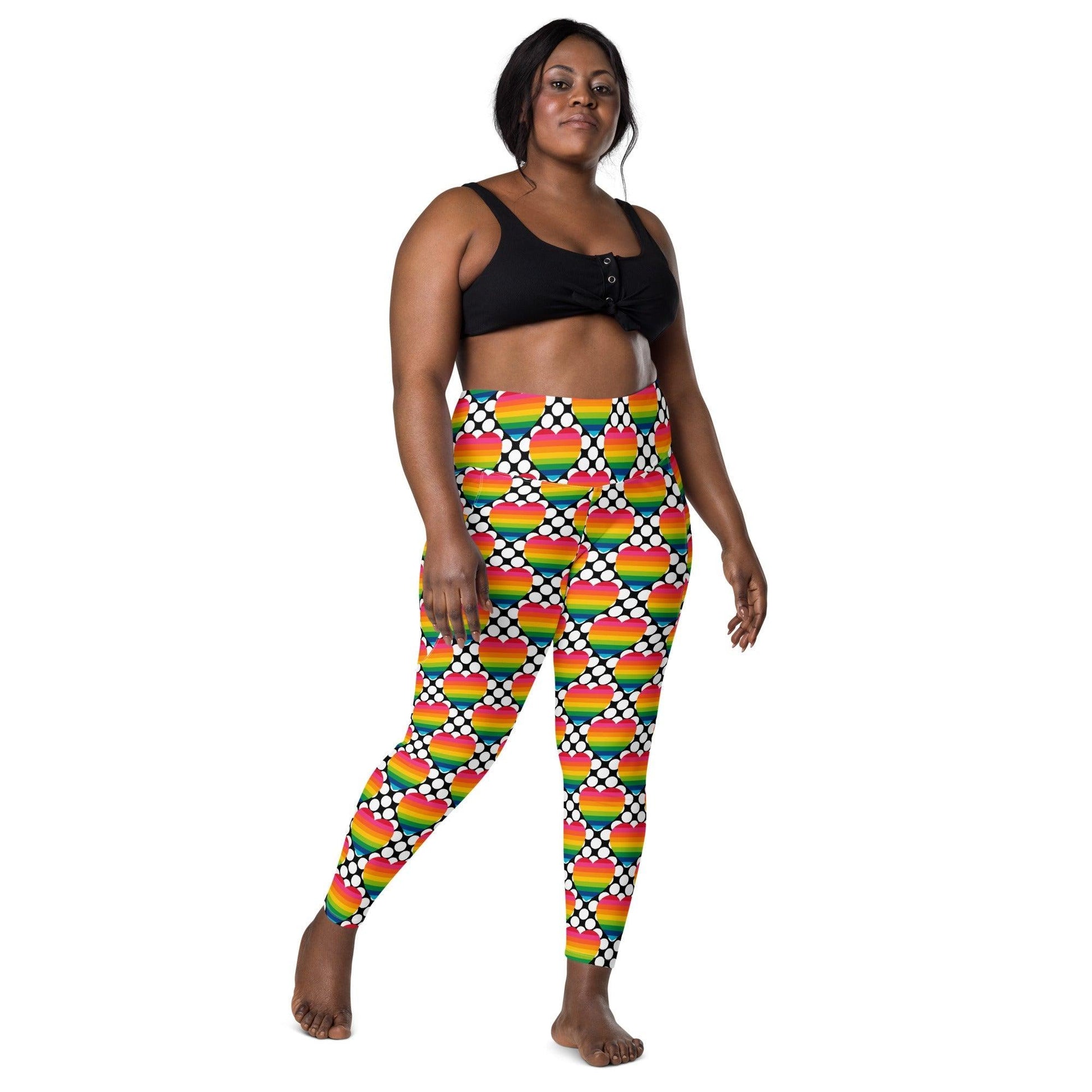 Leggings With Pockets - ELLIE LOVE DOT rainbow - Bold Heart Print
