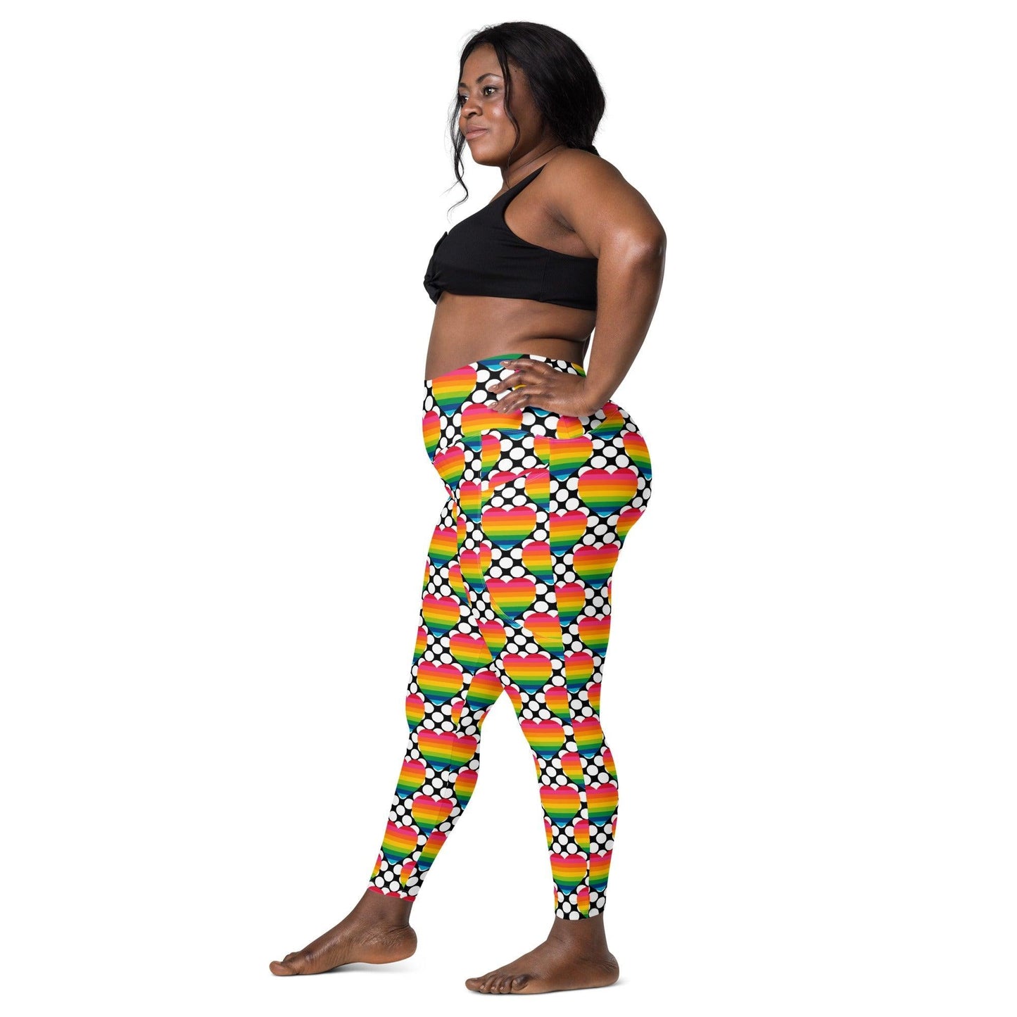 Leggings With Pockets - ELLIE LOVE DOT rainbow - Bold Heart Print