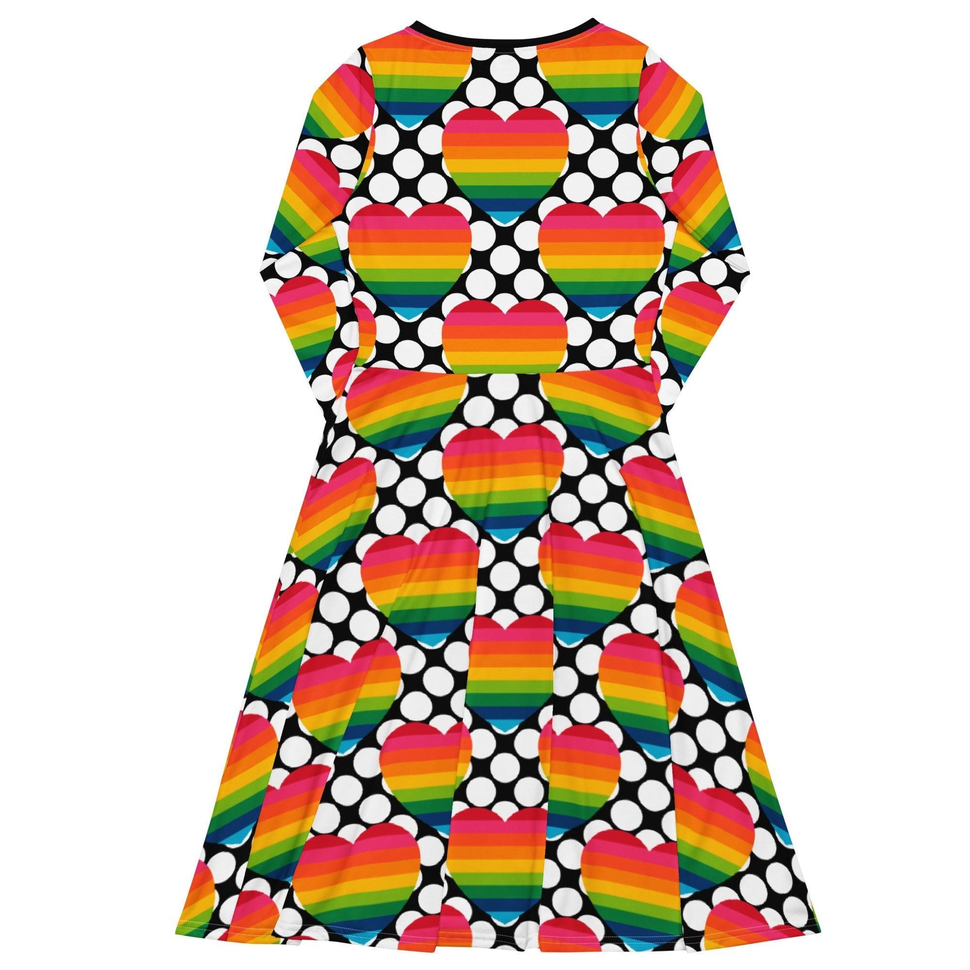 Midi Dress - ELLIE LOVE DOT rainbow - Bold Heart Print