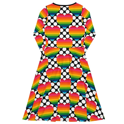 Midi Dress - ELLIE LOVE DOT rainbow - Bold Heart Print