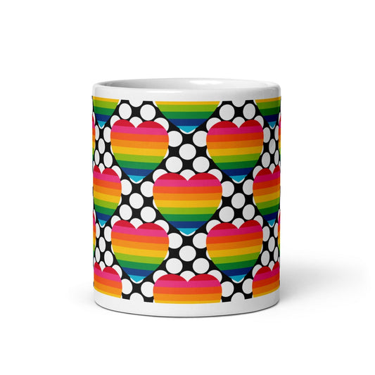 Mug - ELLIE LOVE DOT rainbow - Bold heart print