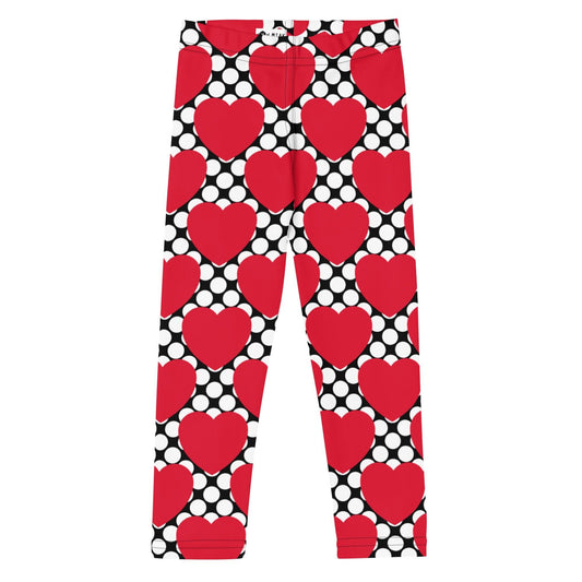 Kids' Leggings -2- ELLIE LOVE DOT red black - Bold Heart Print