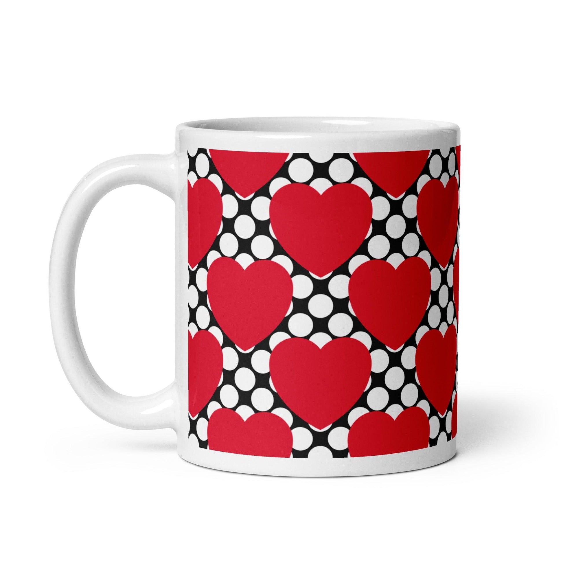 Mug - ELLIE LOVE DOT red black - Bold heart print