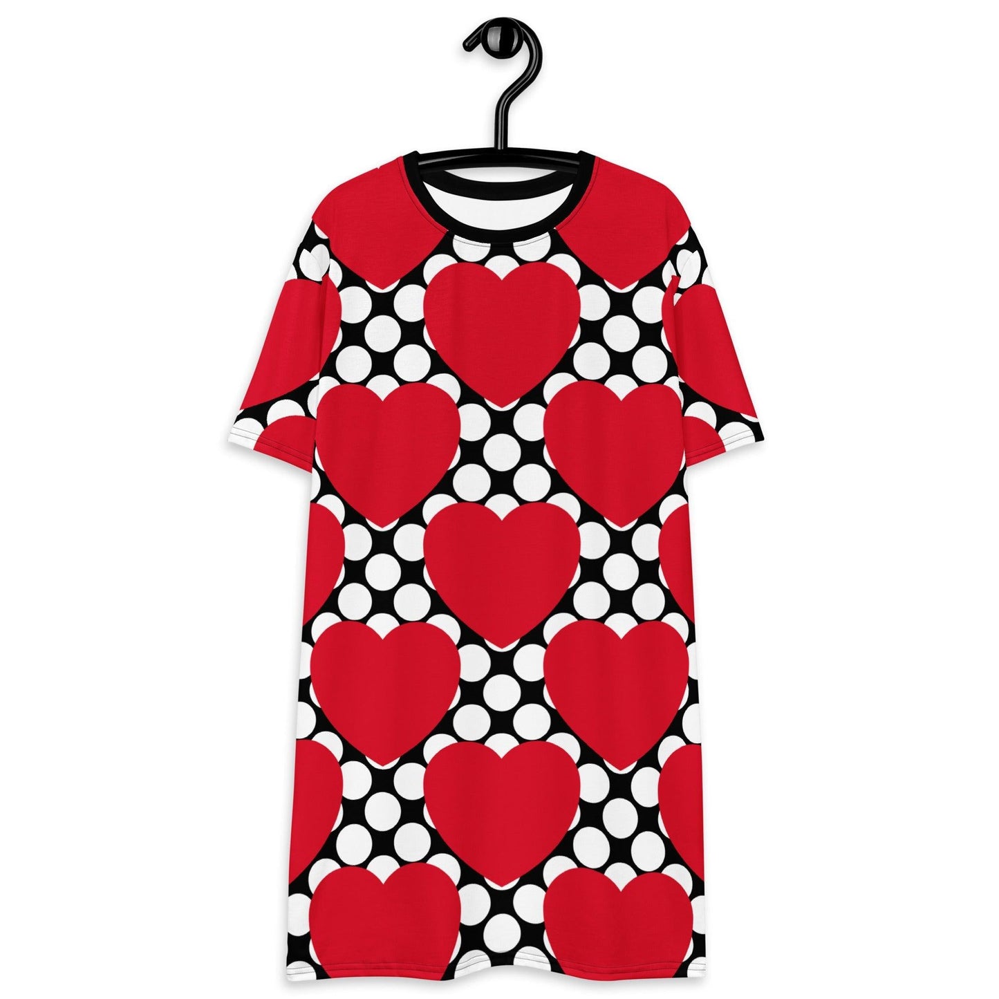 T-shirt dress - ELLIE LOVE DOT red black - Bold heart print 6XL
