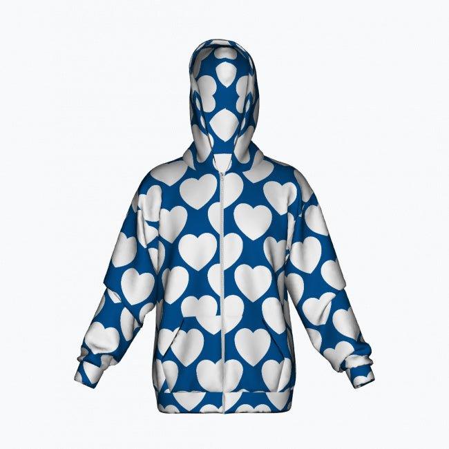 Cotton Zipper Hoodie - ELLIE LOVE fin - Bold Heart Print