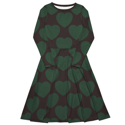 Midi Dress - ELLIE LOVE forest - Bold Heart Print