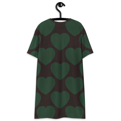 T-shirt dress - ELLIE LOVE forest - Bold heart print