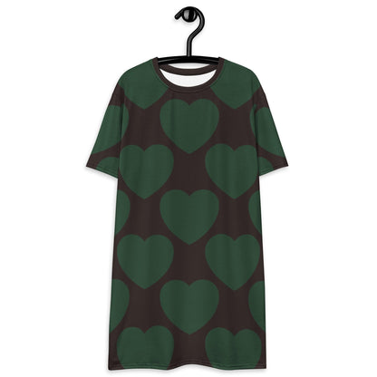T-shirt dress - ELLIE LOVE forest - Bold heart print 6XL