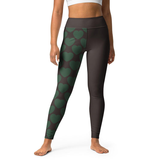 Yoga Leggings - ELLIE LOVE forest - Bold Heart Print