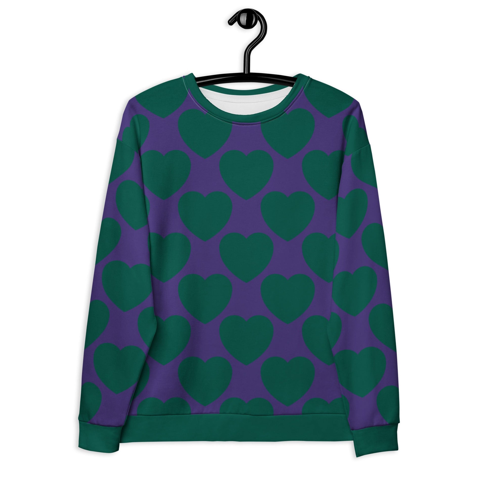 Sweatshirt - ELLIE LOVE green purple - Bold heart print 6XL