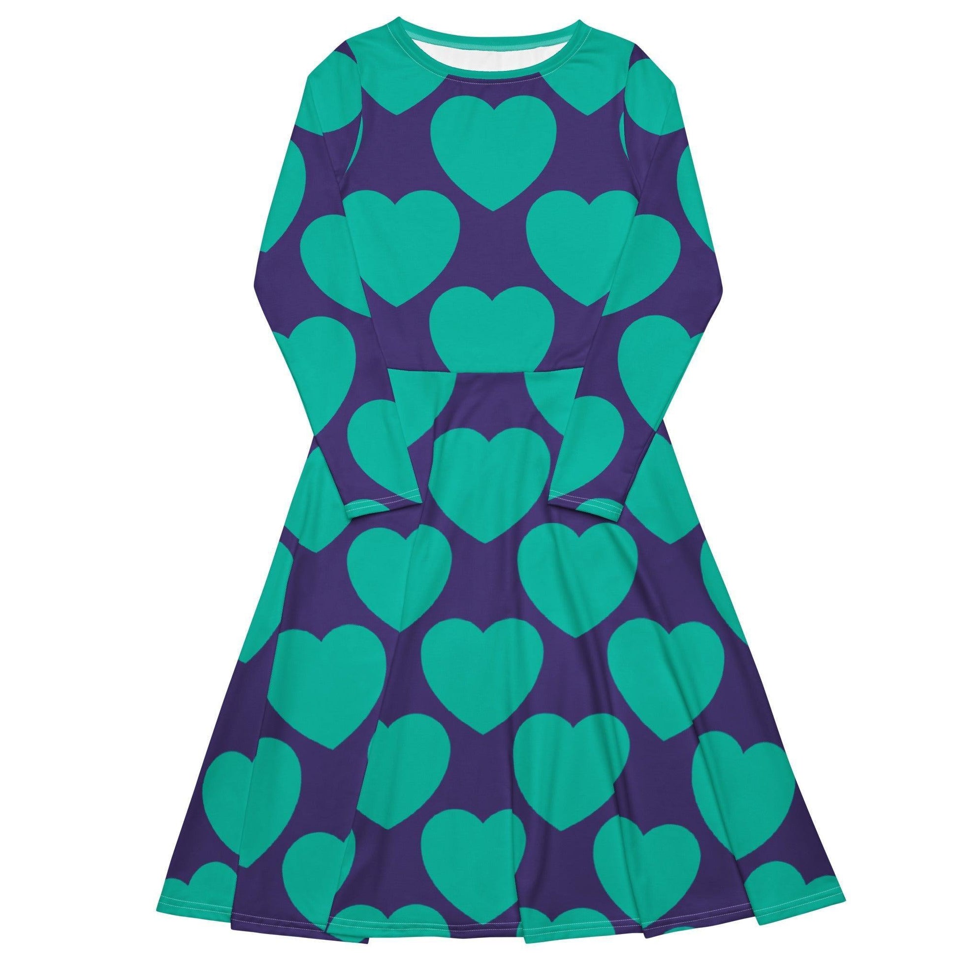 Midi Dress - ELLIE LOVE mint purple - Bold Heart Print