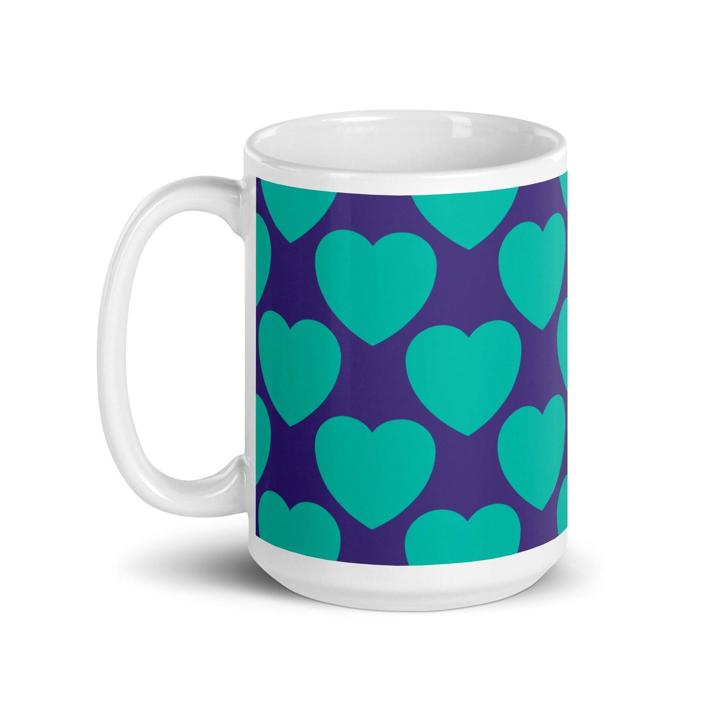 Mug - ELLIE LOVE mint purple - Bold heart print