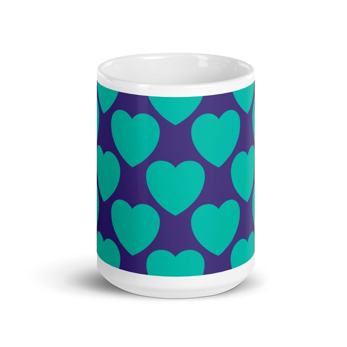 Mug - ELLIE LOVE mint purple - Bold heart print