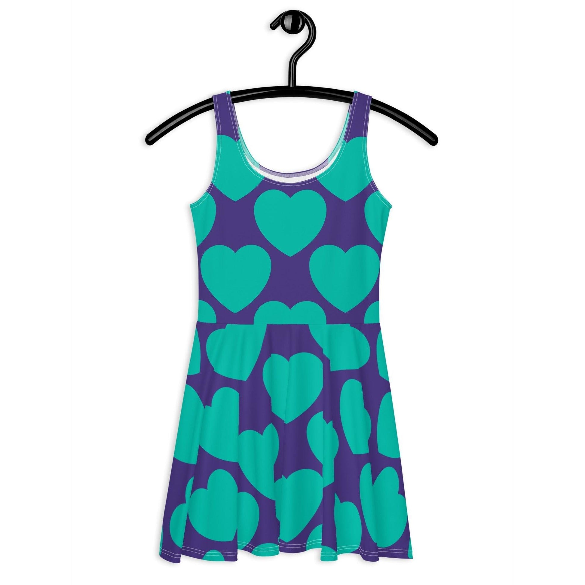 Skater dress - ELLIE LOVE mint purple - Bold heart print 3XL