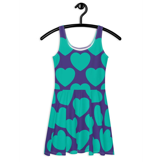 Skater Dress - ELLIE LOVE mint purple - Bold Heart Print
