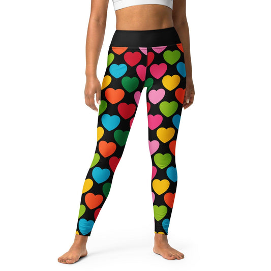 Yoga Leggings -2- ELLIE LOVE mix black - Bold Heart Print