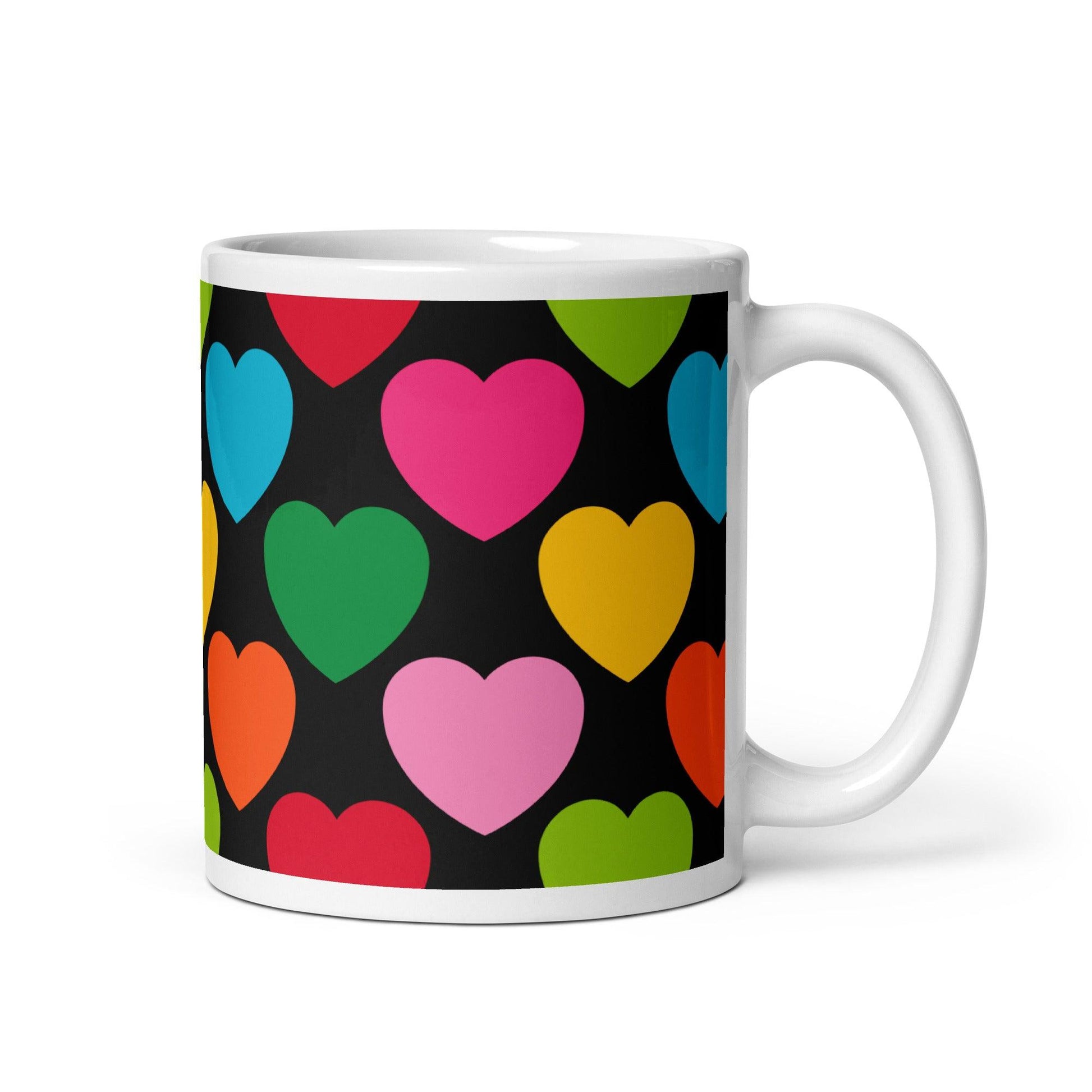 Mug - ELLIE LOVE mix black - Bold heart print 11 oz