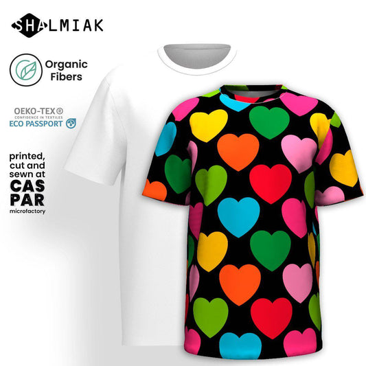 Organic Cotton T-Shirt - ELLIE LOVE mix black - Bold Heart Print