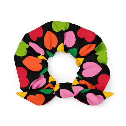 Scrunchie - ELLIE LOVE mix black - Bold Heart Print