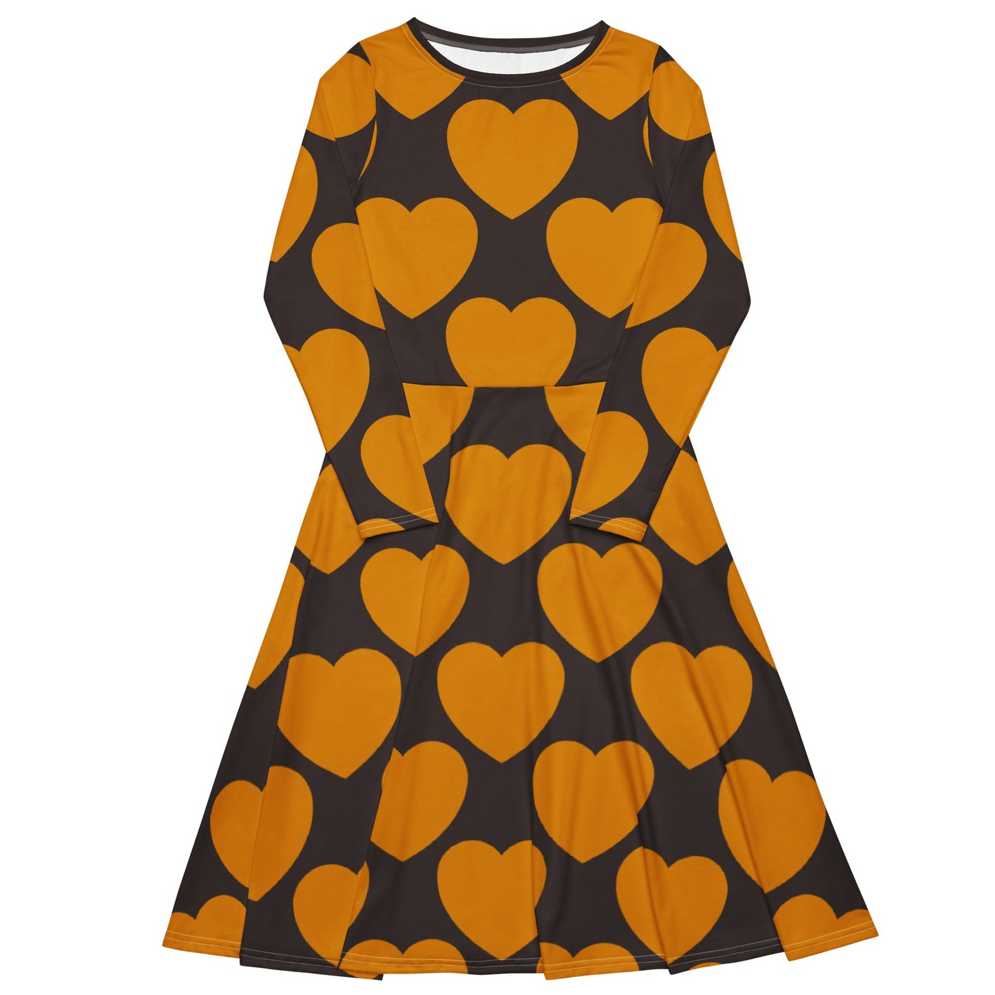 Midi Dress - ELLIE LOVE orange brown - Bold Heart Print
