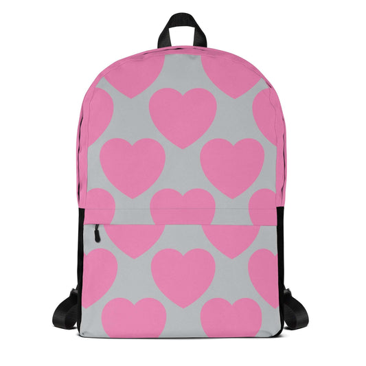 Backpack - ELLIE LOVE pink grey - Bold Heart Print