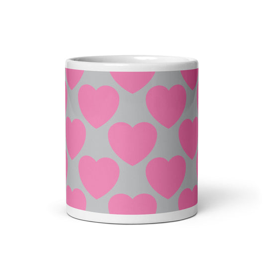 Mug - ELLIE LOVE pink grey - Bold heart print