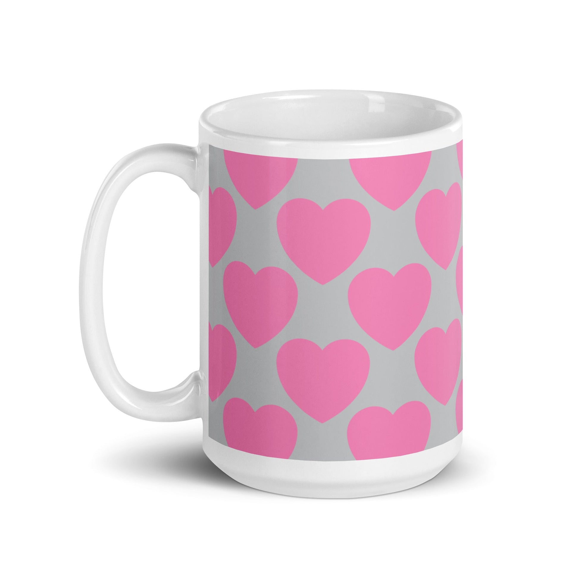 Mug - ELLIE LOVE pink grey - Bold heart print