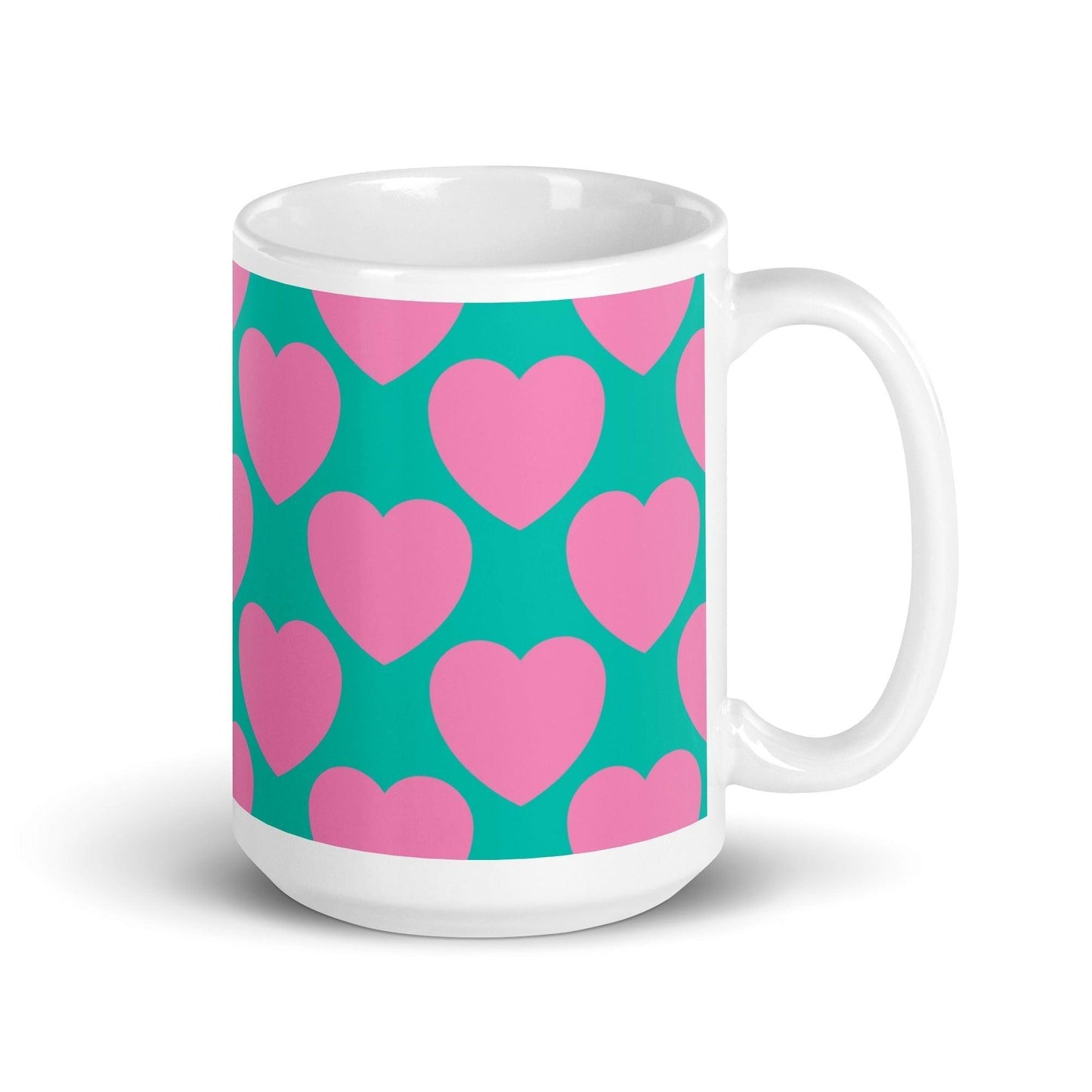 Mug - ELLIE LOVE pink mint - Bold heart print