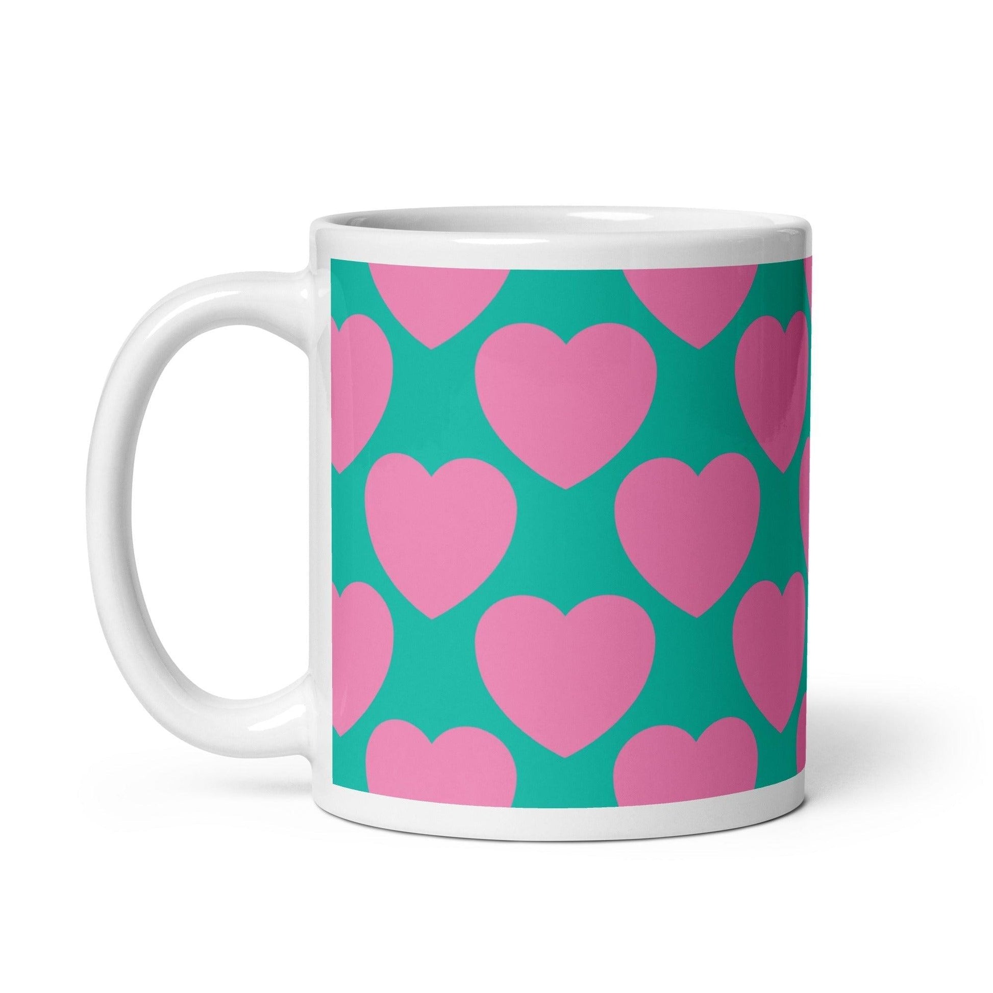 Mug - ELLIE LOVE pink mint - Bold heart print