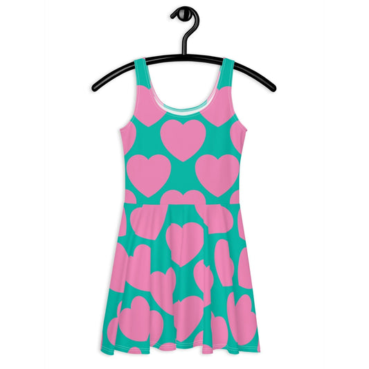 Skater Dress - ELLIE LOVE pink mint - Bold Heart Print