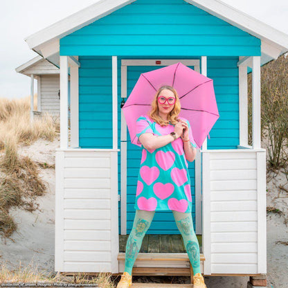 T-shirt dress - ELLIE LOVE pink mint - Bold heart print
