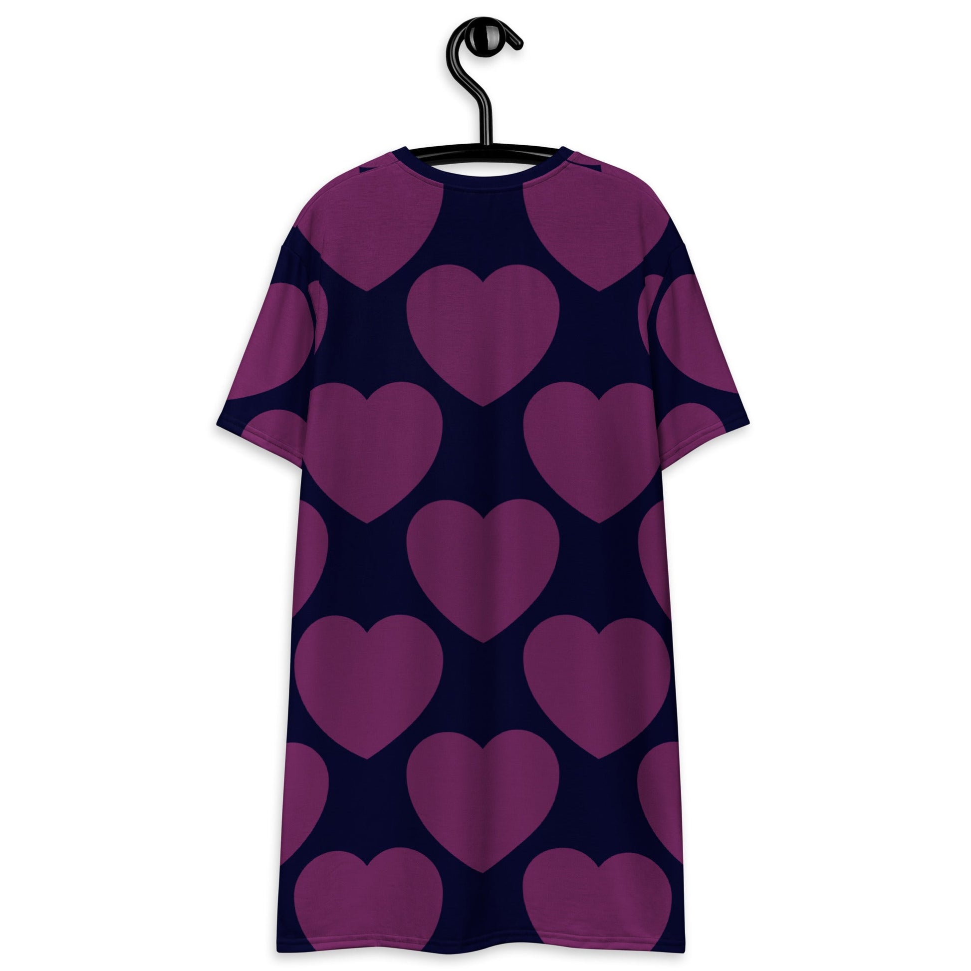 T-shirt dress - ELLIE LOVE plum - Bold heart print