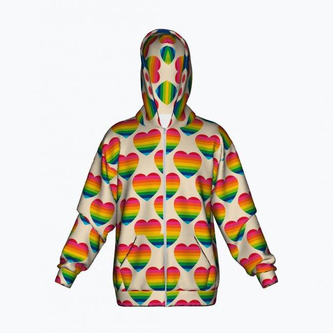 Cotton Zipper Hoodie - ELLIE LOVE rainbow - Bold Heart Print