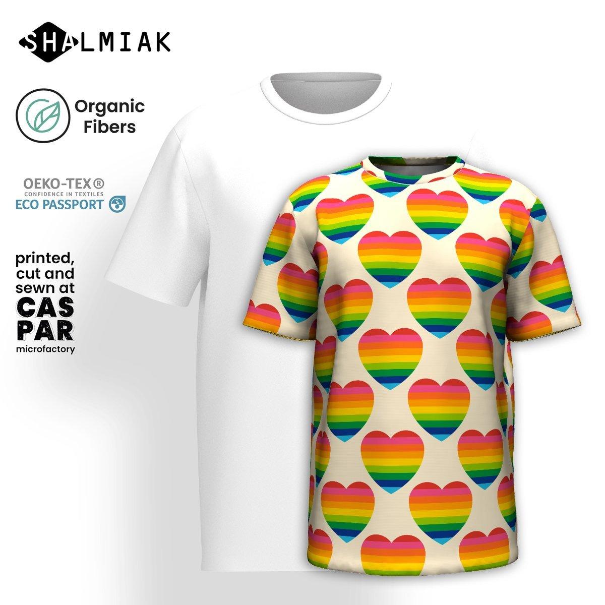 Organic cotton t-shirt - ELLIE LOVE rainbow - Bold heart print