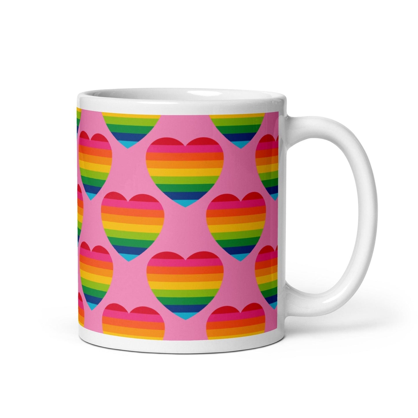 Mug - ELLIE LOVE rainbow pink - Bold heart print 11oz