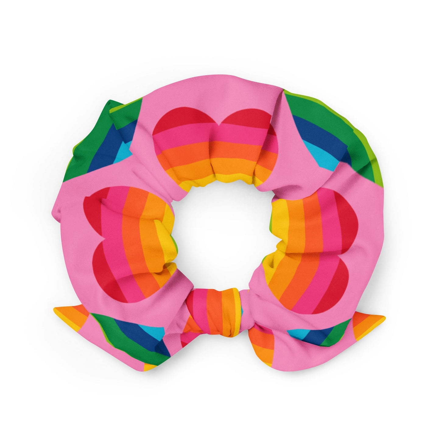 Scrunchie - ELLIE LOVE rainbow pink - Bold Heart Print