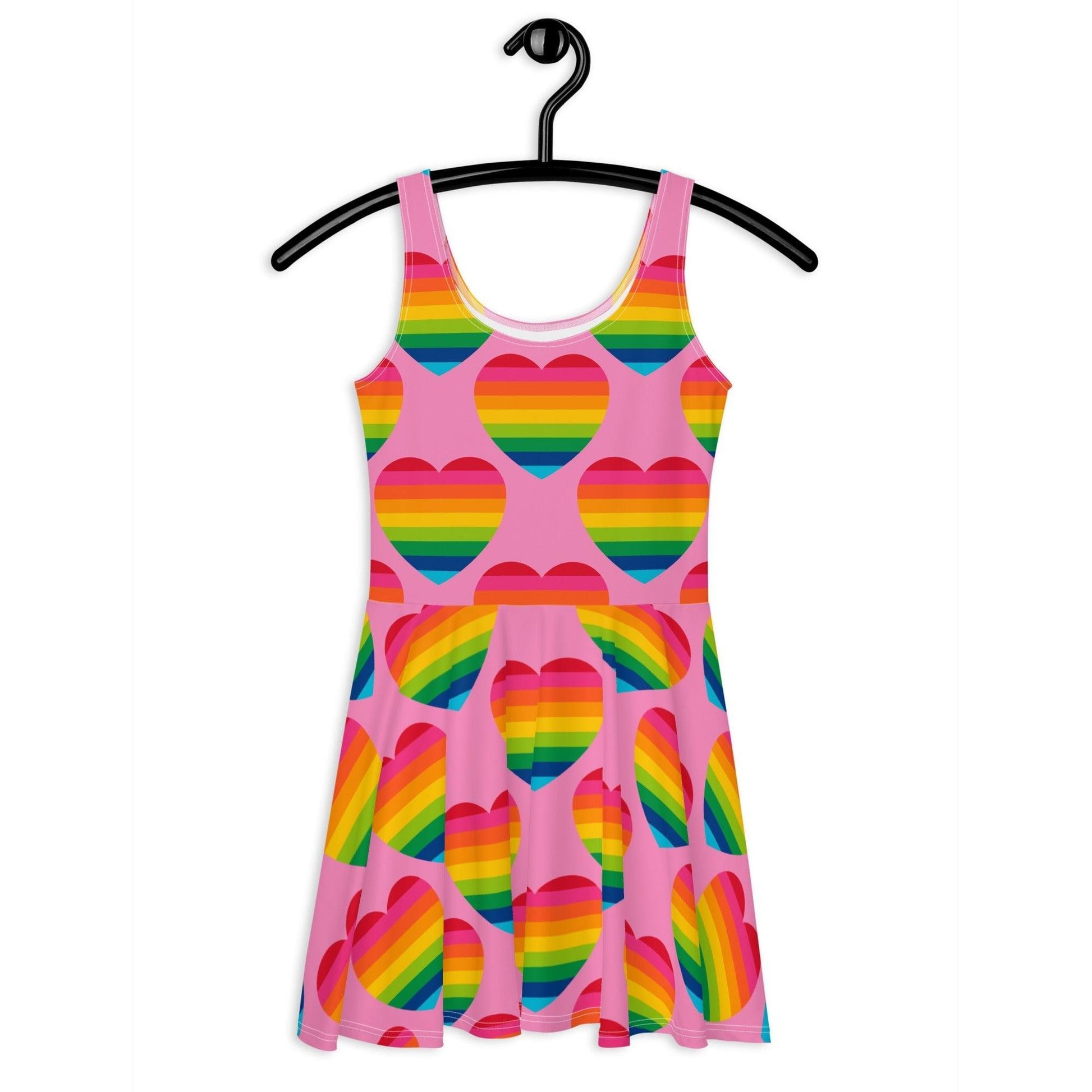 Skater dress - ELLIE LOVE rainbow pink - Bold heart print 3XL