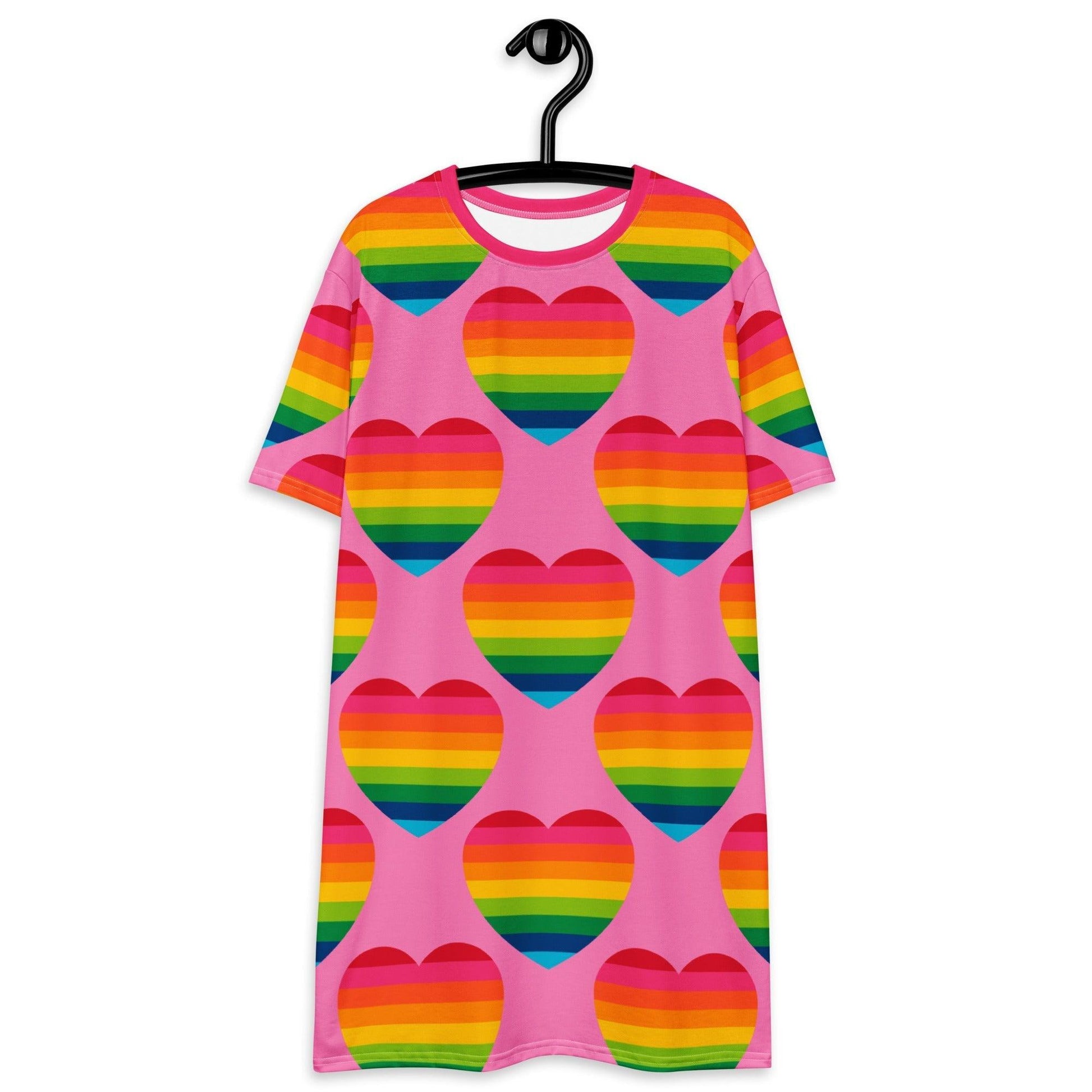 T-shirt dress - ELLIE LOVE rainbow pink - Bold heart print 6XL