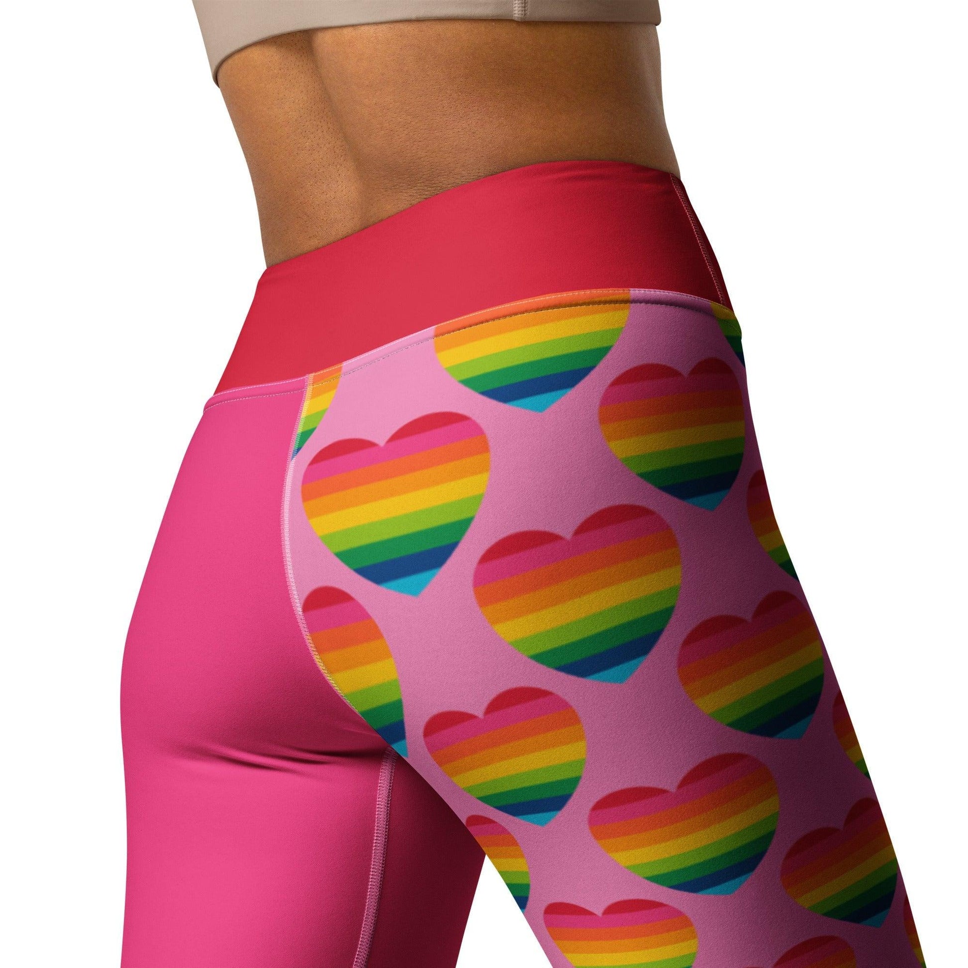 Yoga Leggings - ELLIE LOVE rainbow pink - Bold Heart Print