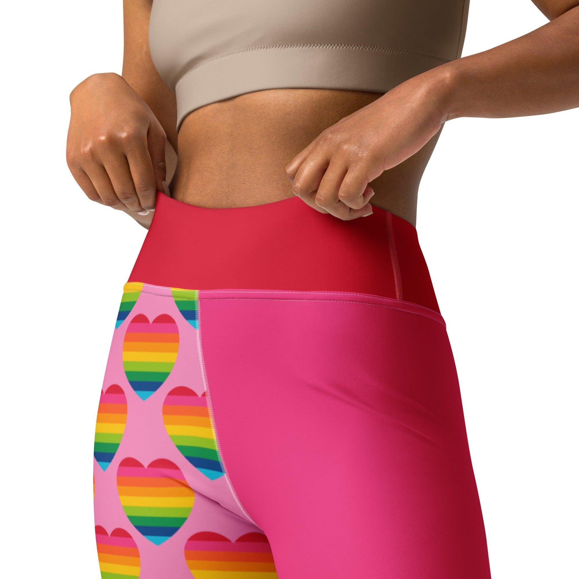 Yoga Leggings - ELLIE LOVE rainbow pink - Bold Heart Print