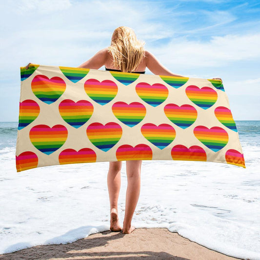 Towel - ELLIE LOVE rainbow - Bold Heart Print