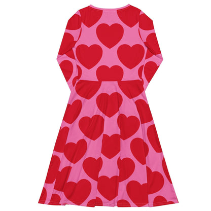 Midi Dress - ELLIE LOVE red - Bold Heart Print