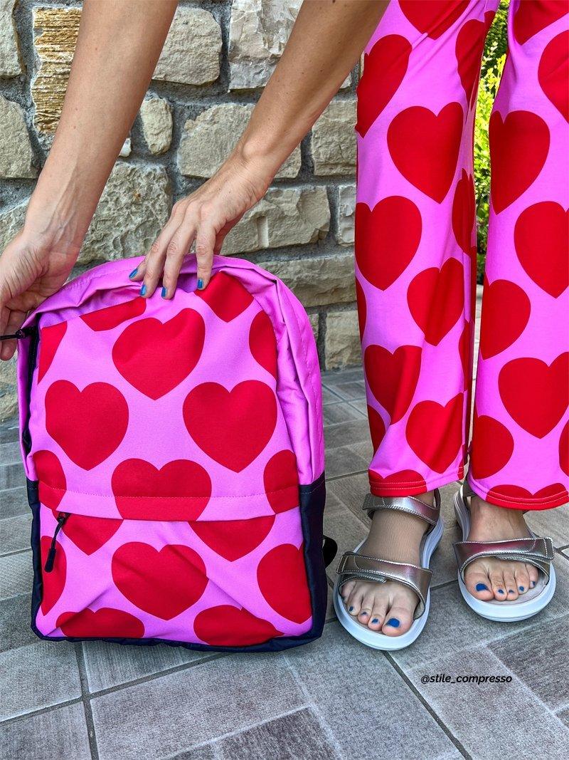 Pants - ELLIE LOVE red - Bold Heart Print