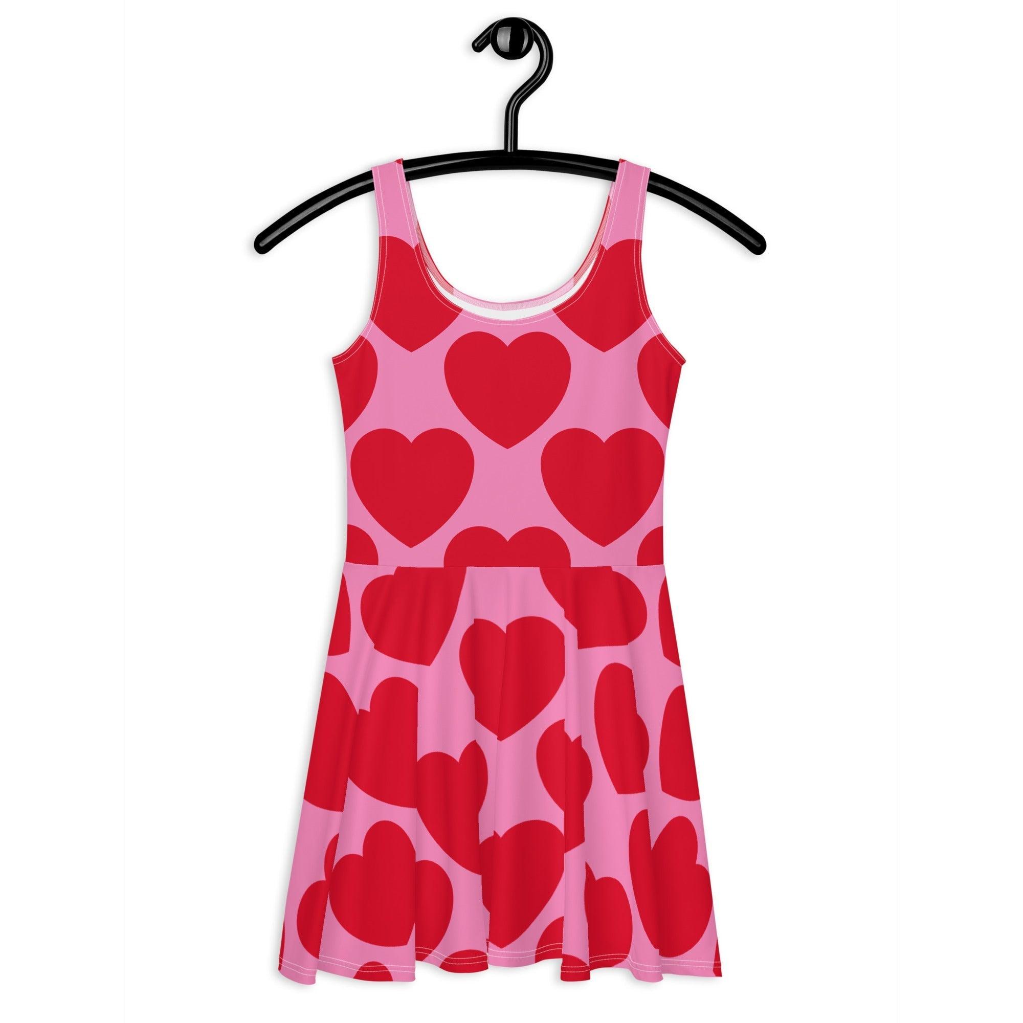 Skater Dress - ELLIE LOVE red - Bold Heart Print