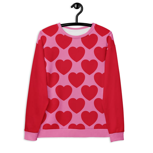 Sweatshirt - ELLIE LOVE red - Bold heart print 3XL