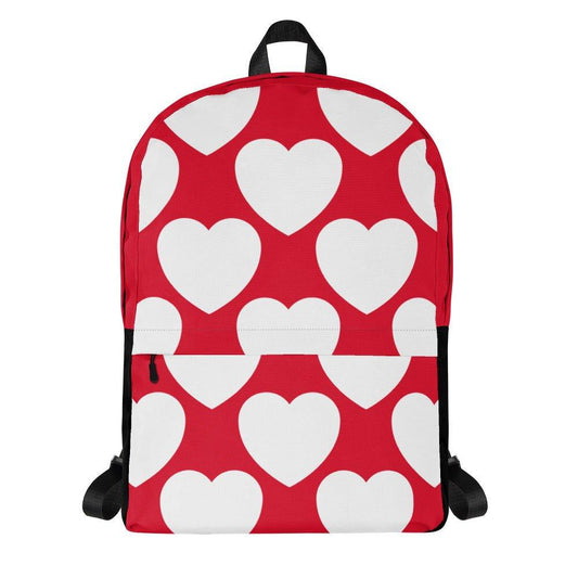 Backpack - ELLIE LOVE red white - Bold Heart Print