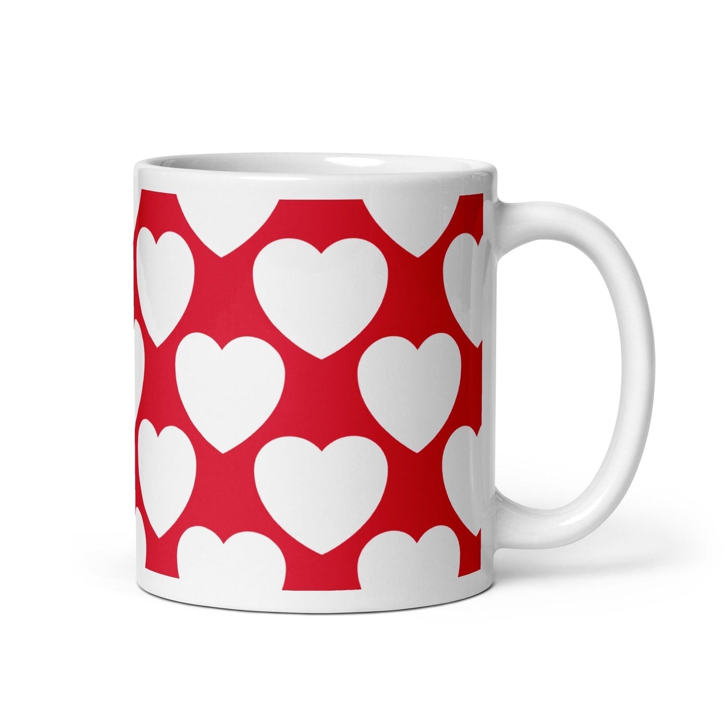 Mug - ELLIE LOVE red white - Bold heart print 11 oz
