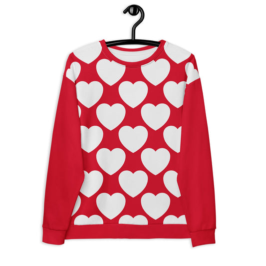 Sweatshirt - ELLIE LOVE red white - Bold heart print 3XL